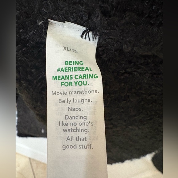 Aerie BLACK Cozy Teddy Boucle’ knit Sweater XL NWT soft lounge - Picture 5 of 7